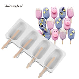 Food Grade Silicone Ice Cream Makers DIY Ice Cream Mold with 10PCS Popsicle Sticks Ice lolly Moulds Baking Tools