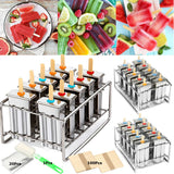 10 Molds Stainless Steel Popsicle Mold Reusable Ice Cream Making Mould DIY Ice Lolly Makers Molding Machine+100Pcs Wood Stick