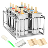10 Molds Stainless Steel Popsicle Mold Reusable Ice Cream Making Mould DIY Ice Lolly Makers Molding Machine+100Pcs Wood Stick